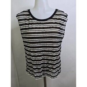 Bailey 44 striped crochet knit sleeveless top black and white XS Eyelet